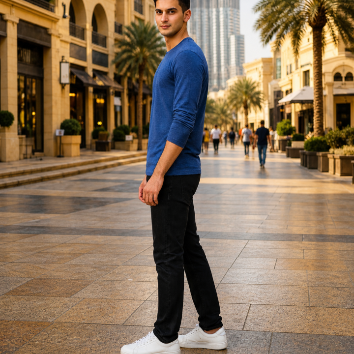 Mens Crew Neck– Full Sleeves -“Blue Melange”