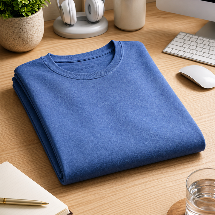 Mens Crew - Half Sleeves – “Blue Melange”