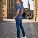 Mens Crew - Half Sleeves – “Blue Melange”