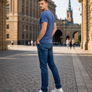 Mens Crew - Half Sleeves – “Blue Melange”