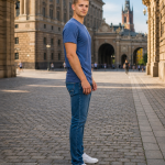 Mens Crew - Half Sleeves – “Blue Melange”