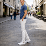Mens Henley - Half Sleeves –“Blue Melange”