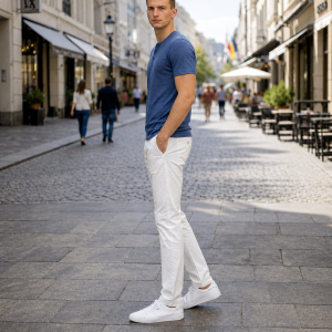 Mens Henley - Half Sleeves –“Blue Melange”