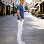 Mens Henley - Half Sleeves –“Blue Melange”