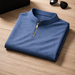 Mens Henley Zipper– Full Sleeves -“Blue Melange”