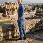 Mens Henley Zipper– Full Sleeves -“Blue Melange”