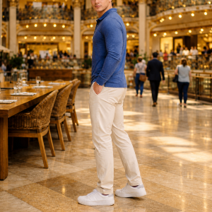 Mens Polo– Full Sleeves -“Blue Melange”
