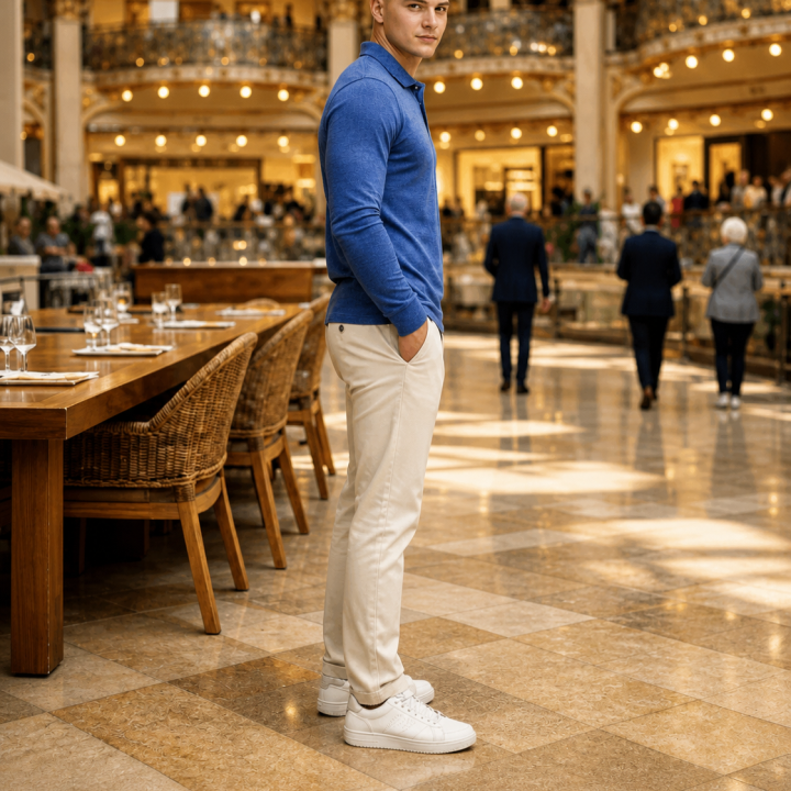 Mens Polo– Full Sleeves -“Blue Melange”