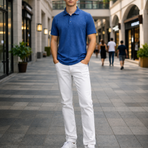 Mens Polo - .Half Sleeves – “Blue Melange”