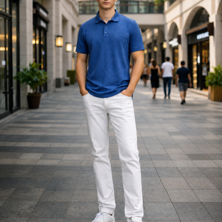 Mens Polo - .Half Sleeves – “Blue Melange”