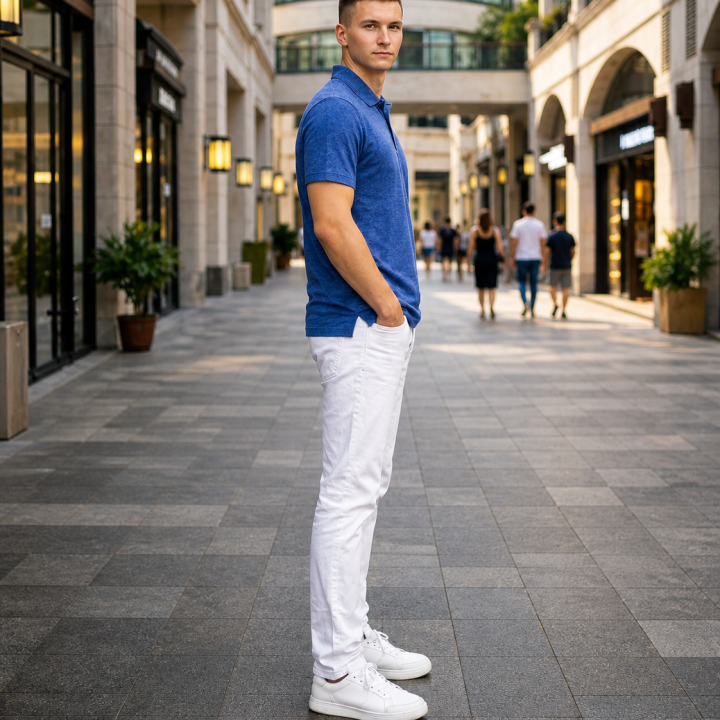 Mens Polo - .Half Sleeves – “Blue Melange”
