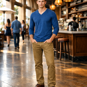 V-Neck- Full Sleeves -“Blue Melange”