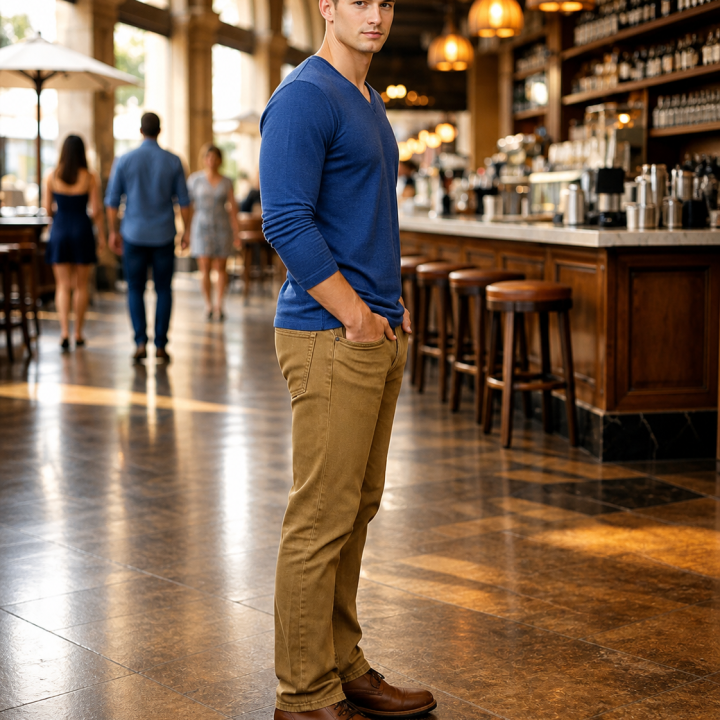 V-Neck- Full Sleeves -“Blue Melange”
