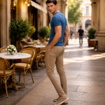 Mens V-Neck - Half Sleeves – “Blue Melange”