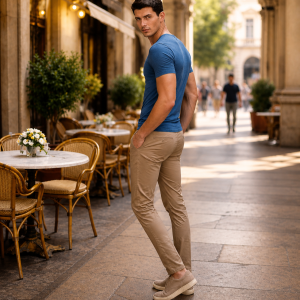 Mens V-Neck - Half Sleeves – “Blue Melange”