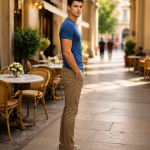 Mens V-Neck - Half Sleeves – “Blue Melange”